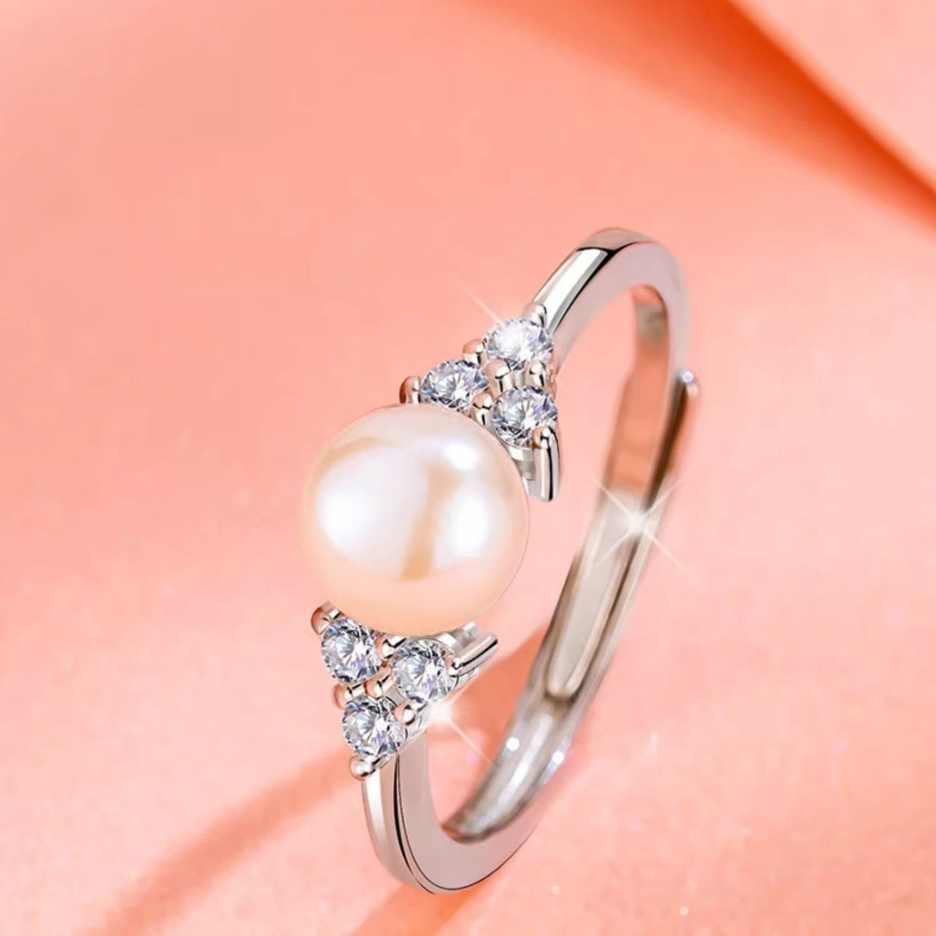 Rockyu レディース フリーサイズ パールリング シンプル 上品デザイン