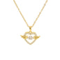 Rockyu ネックレス レディース ハート＆ウィング CZ ピンクゴールド ゴールド 鎖骨チェーン