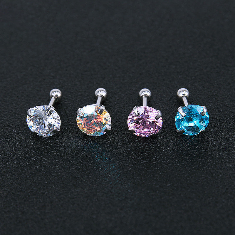Rockyu レディースピアス シルバー925 スタッドタイプ カラフルクリスタル 多形カット ジュエリー