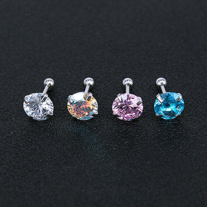 Rockyu レディースピアス シルバー925 スタッドタイプ カラフルクリスタル 多形カット ジュエリー