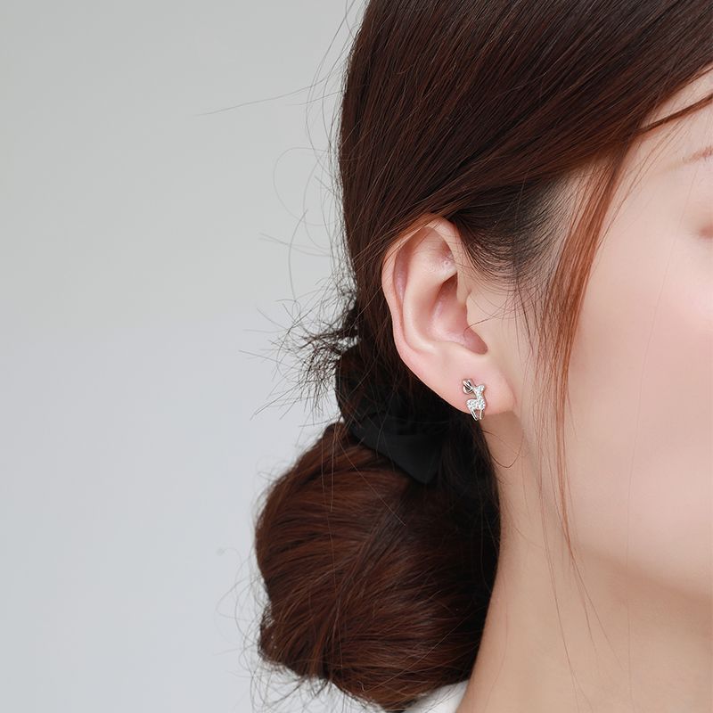 Rockyu ピアス レディース シルバー925 スワロフスキージルコニア 鹿モチーフ 可愛い 両耳セット