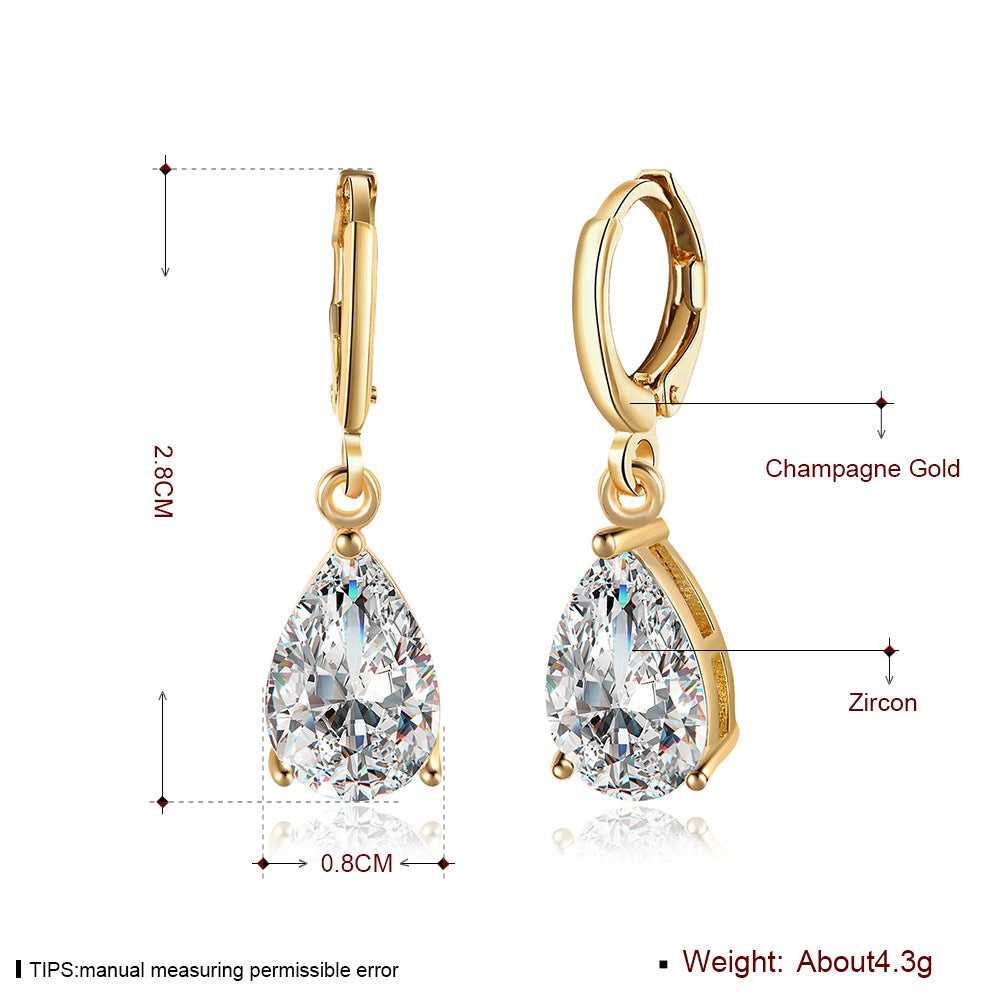 ゆれるジルコニア フープピアス｜水滴カット×ゴールド＆シルバー｜レディースアクセサリー