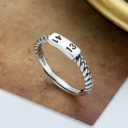 Rockyu 指輪 レディース フリーサイズ リング シルバー925 編み込み 数字リング 1314 永遠の愛を象徴するデザイン