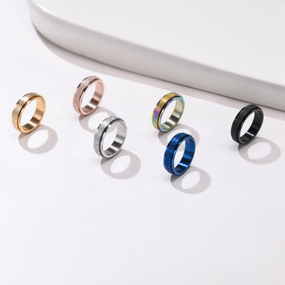 Rockyu 回転リング メンズ ステンレス製 マット加工 ストレス解消 指輪