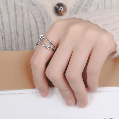Rockyu フリーサイズ回転リング レディース S925シルバー ストレス軽減リング 個性的デザイン