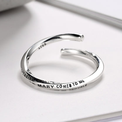 Rockyu メッセージ刻印リング シルバー925 レディース メンズ フリーサイズ 指輪