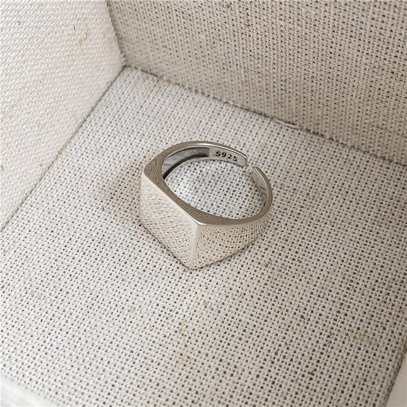 Rockyu 指輪 レディース メンズ フリーサイズ シルバー925 シンプル印台リング 光沢仕上げ おしゃれ純銀製リング