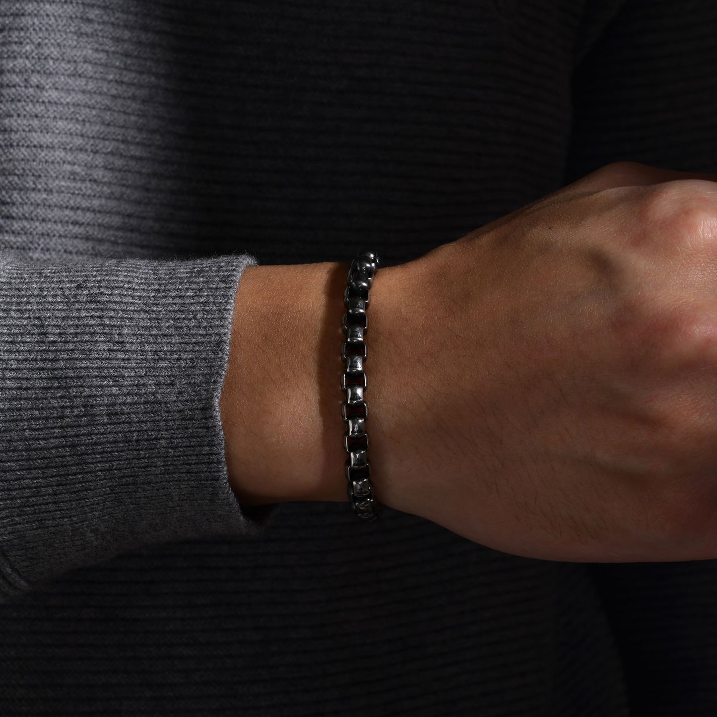 Rockyu ベネチアンチェーン ブレスレット メンズ ステンレス製 シンプルデザイン 6mm 幅 選べるカラー