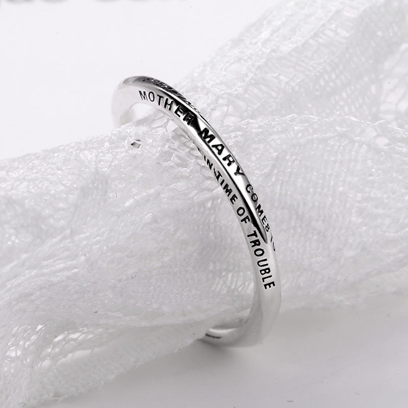 Rockyu メッセージ刻印リング シルバー925 レディース メンズ フリーサイズ 指輪