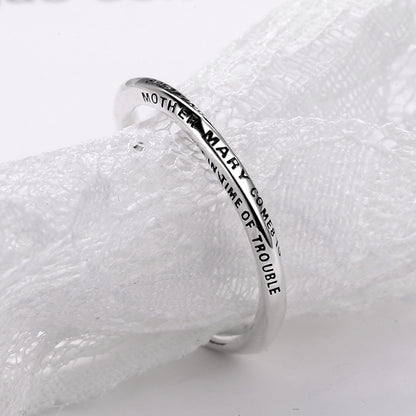 Rockyu メッセージ刻印リング シルバー925 レディース メンズ フリーサイズ 指輪