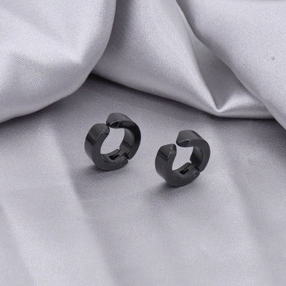 Rockyu ピアス メンズ フェイク フープ チタン製 シルバー&カラーバリエ 穴不要 光面リングイヤリング