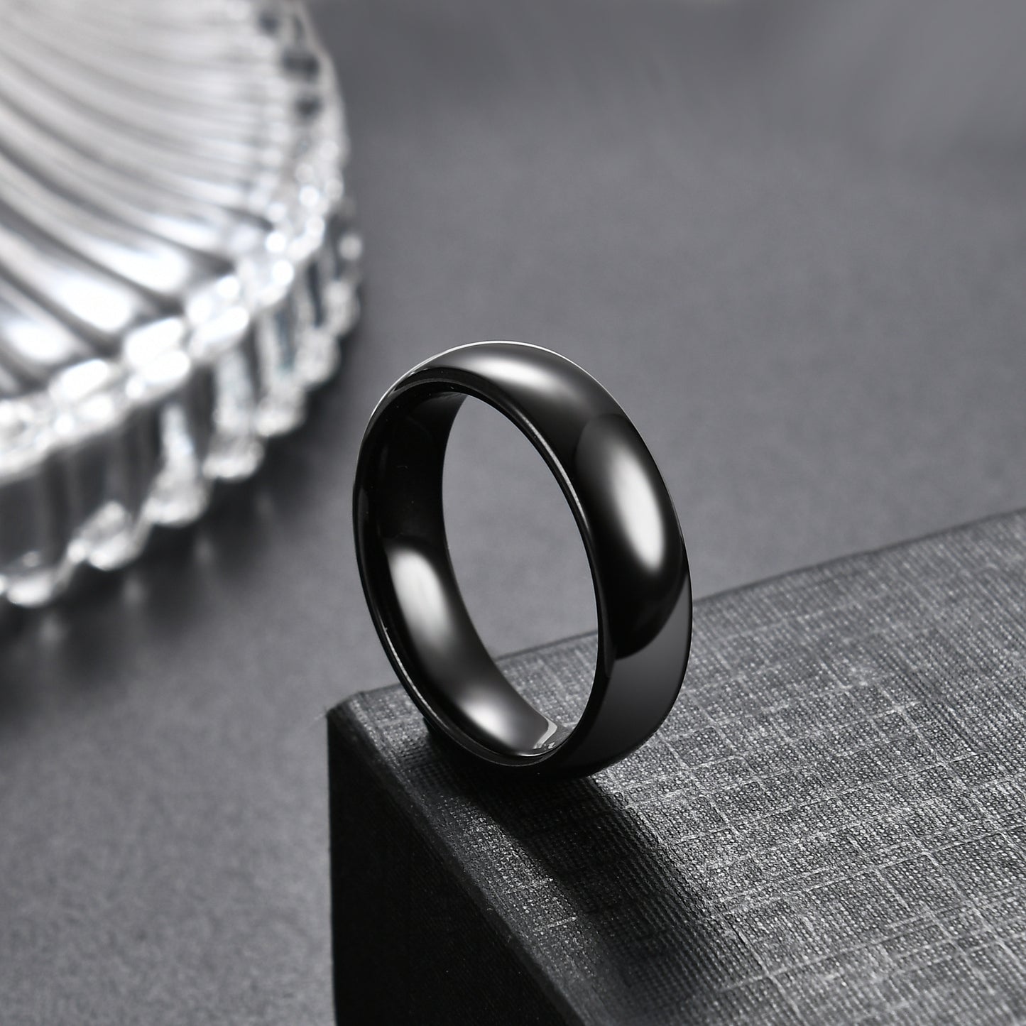 Rockyu タングステンリング ブラック メンズ レディース 4mm/6mm 甲丸 鏡面仕上げ シンプル 指輪