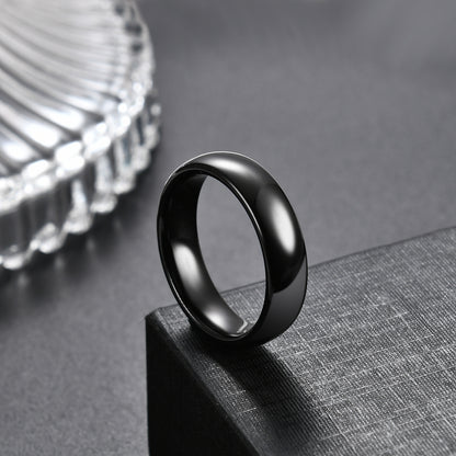 Rockyu タングステンリング ブラック メンズ レディース 4mm/6mm 甲丸 鏡面仕上げ シンプル 指輪