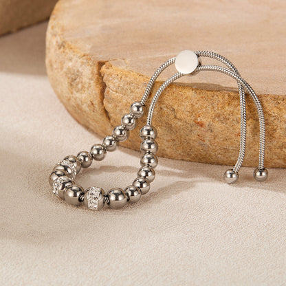 Rockyu ブレスレット レディース ボールチェーン ゴールド ステンレス ジルコニア