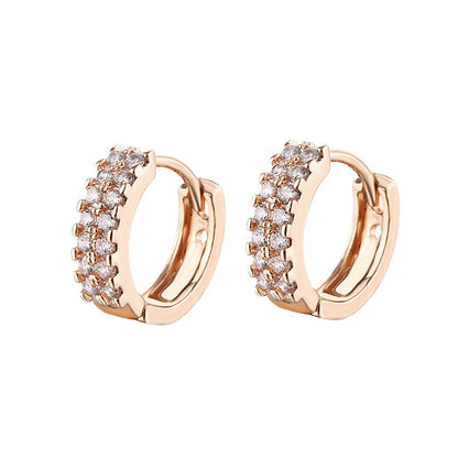 Rockyu ピアス レディース 小さめフープ リングピアス CZダイヤ 18K仕上げ ピンクゴールド・ホワイトゴールド・Kゴールド