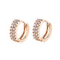 Rockyu ピアス レディース 小さめフープ リングピアス CZダイヤ 18K仕上げ ピンクゴールド・ホワイトゴールド・Kゴールド