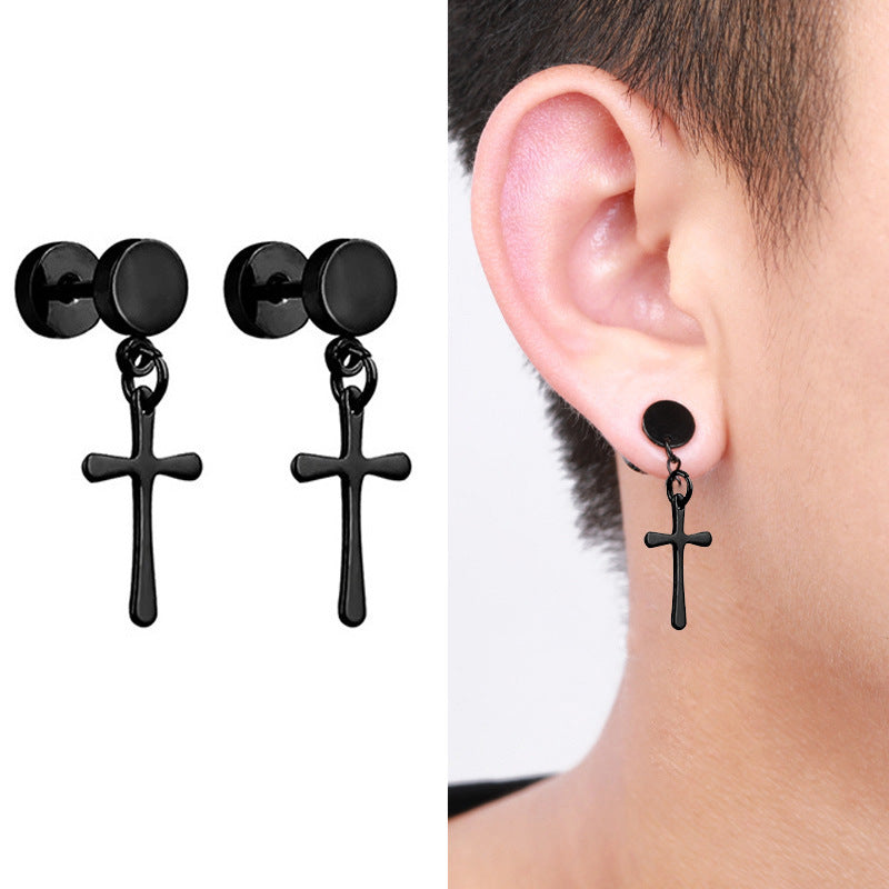 Rockyu ピアス メンズ レディース クロス アンク 十字架 ステンレス シルバー ゴールド アレルギー対応