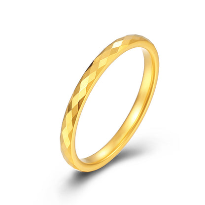 Rockyu タングステン 多面カットリング 2mm メンズ レディース 指輪 シルバー ゴールド ブラック ピンクゴールド 鏡面＆マット仕上げ 男女兼用