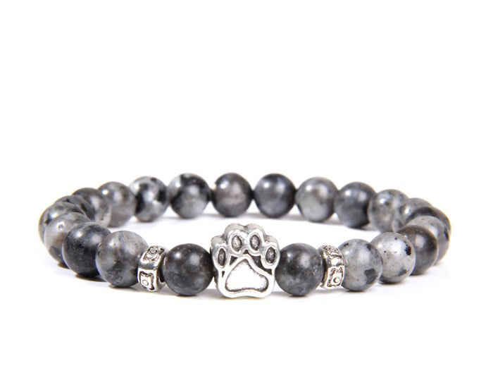 Rockyu ブレスレット メンズ レディース 数珠 ビーズ 天然石 瑪瑙 パワーストーン 犬猫足跡 開運アクセサリー