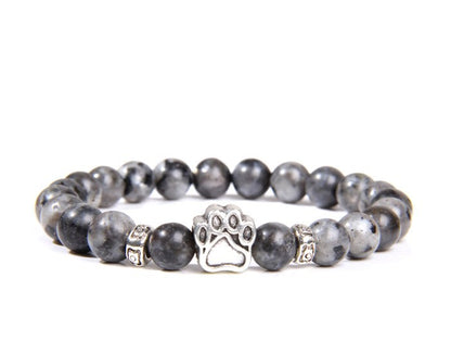 Rockyu ブレスレット メンズ レディース 数珠 ビーズ 天然石 瑪瑙 パワーストーン 犬猫足跡 開運アクセサリー