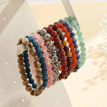 Rockyu ブレスレット レディース 天然石 ビーズブレスレット 瑪瑙 オニキス アンティーク風