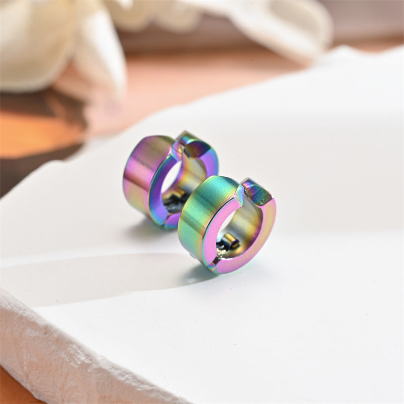 Rockyu フェイクピアス メンズ レディース フープ イヤーカフ ノンホール 黒 青 金 シルバー アレルギー対応