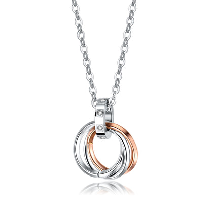 Rockyu ペアネックレス 3連リングデザイン チタン＆ステンレス アレルギー対応