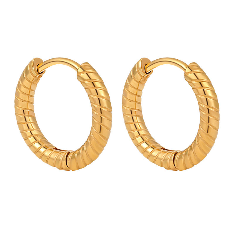 Rockyu ピアス レディース シルバー 25mm フープピアス ステンレス鋼 アレルギー対応 シンプル 凹凸デザイン