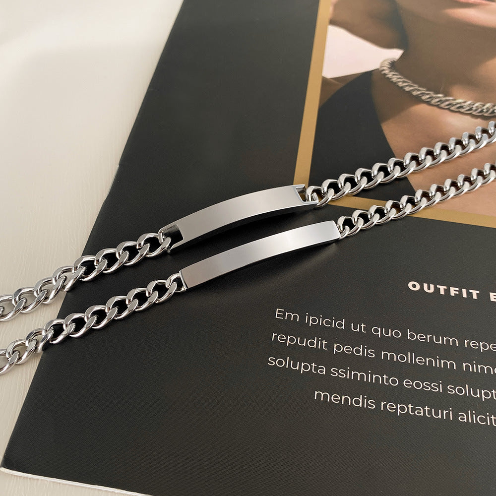 Rockyu カップルブレスレット｜ローズゴールド＆シルバーチェーン｜ペアアクセサリー