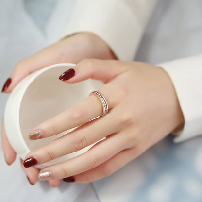 Rockyu レディースリング ステンレス エタニティデザイン AAA級ジルコニア ハーフタイプ 金属アレルギー対応 記念日ギフト