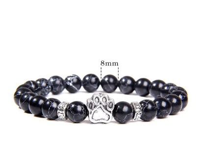Rockyu ブレスレット メンズ レディース 数珠 ビーズ 天然石 瑪瑙 パワーストーン 犬猫足跡 開運アクセサリー