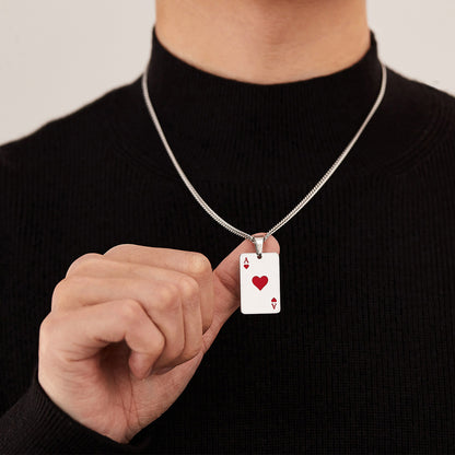 Rockyu ネックレス メンズ スペード＆ハート A トランプデザイン ステンレス製 ペア対応 ユニセックス