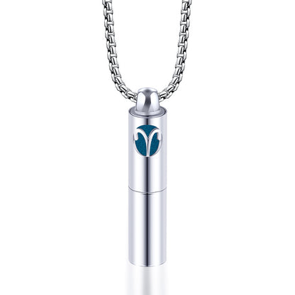 Rockyu 香水瓶ネックレス ステンレス製 12星座デザイン アロマ＆メモリアルペンダント 男女兼用