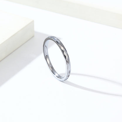 Rockyu タングステンリング 多面カット メンズ レディース シンプル 指輪 2mm 幅