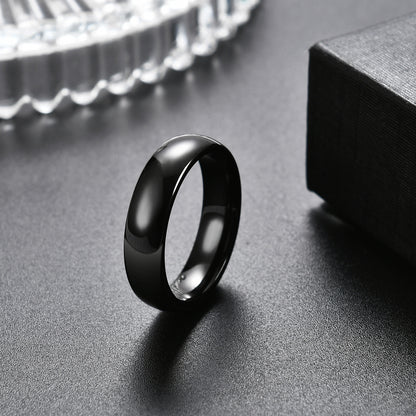 Rockyu タングステンリング ブラック メンズ レディース 4mm/6mm 甲丸 鏡面仕上げ シンプル 指輪