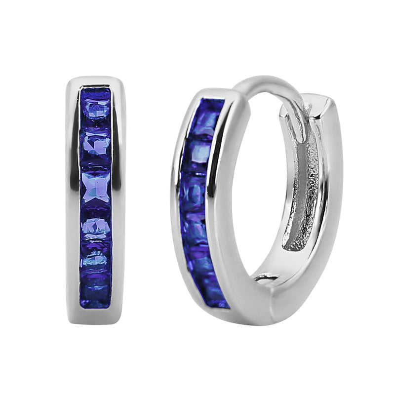 Rockyu ピアス レディース フープ シルバー ゴールド マルチカラー ジルコニア 正方形 リング