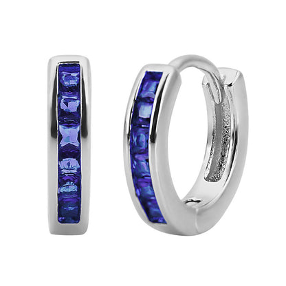 Rockyu ピアス レディース フープ シルバー ゴールド マルチカラー ジルコニア 正方形 リング