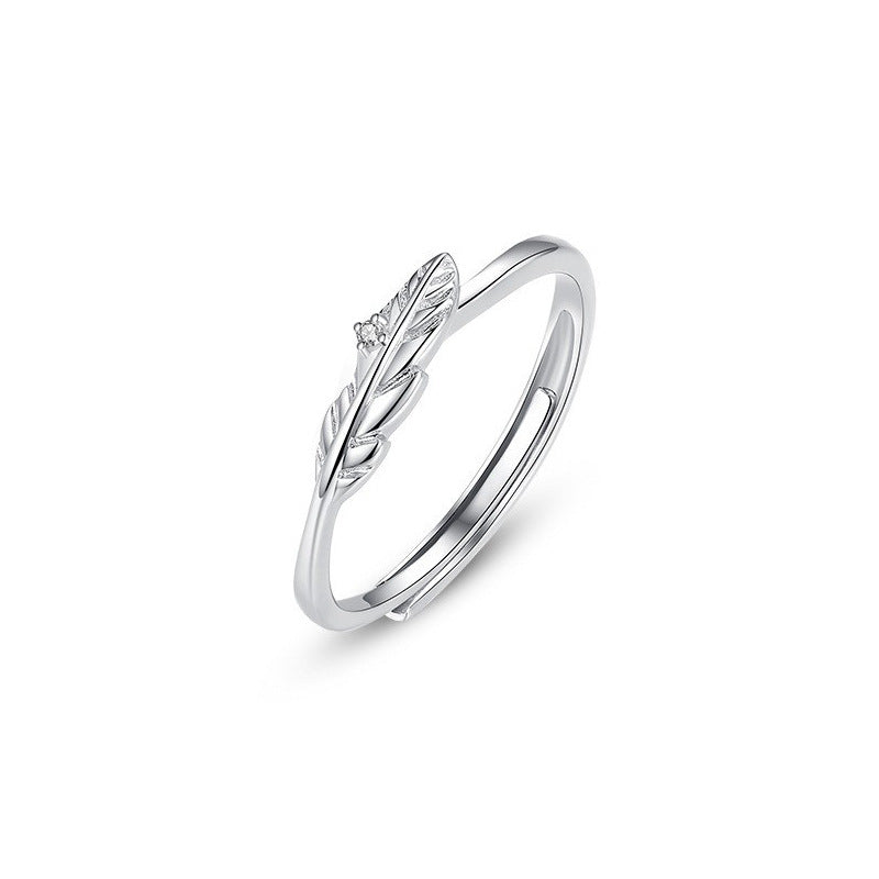 Rockyu 指輪 カップル ペアリング メンズ レディース シルバー925 羽モチーフ ジルコニア 調整可能 純銀製 リング