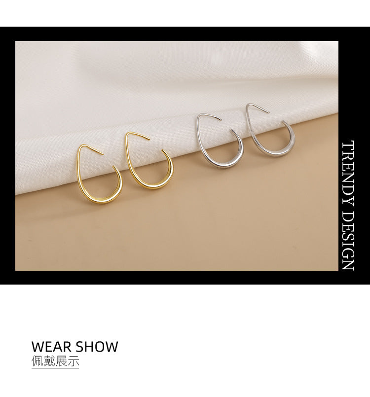 Rockyu ピアス レディース 雫型 シンプル K18コーティング 金属アレルギー対応