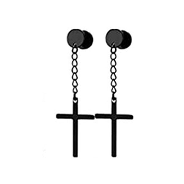 クロスチェーンピアス｜Rockyu レディース 揺れる 十字架デザイン ステンレス製