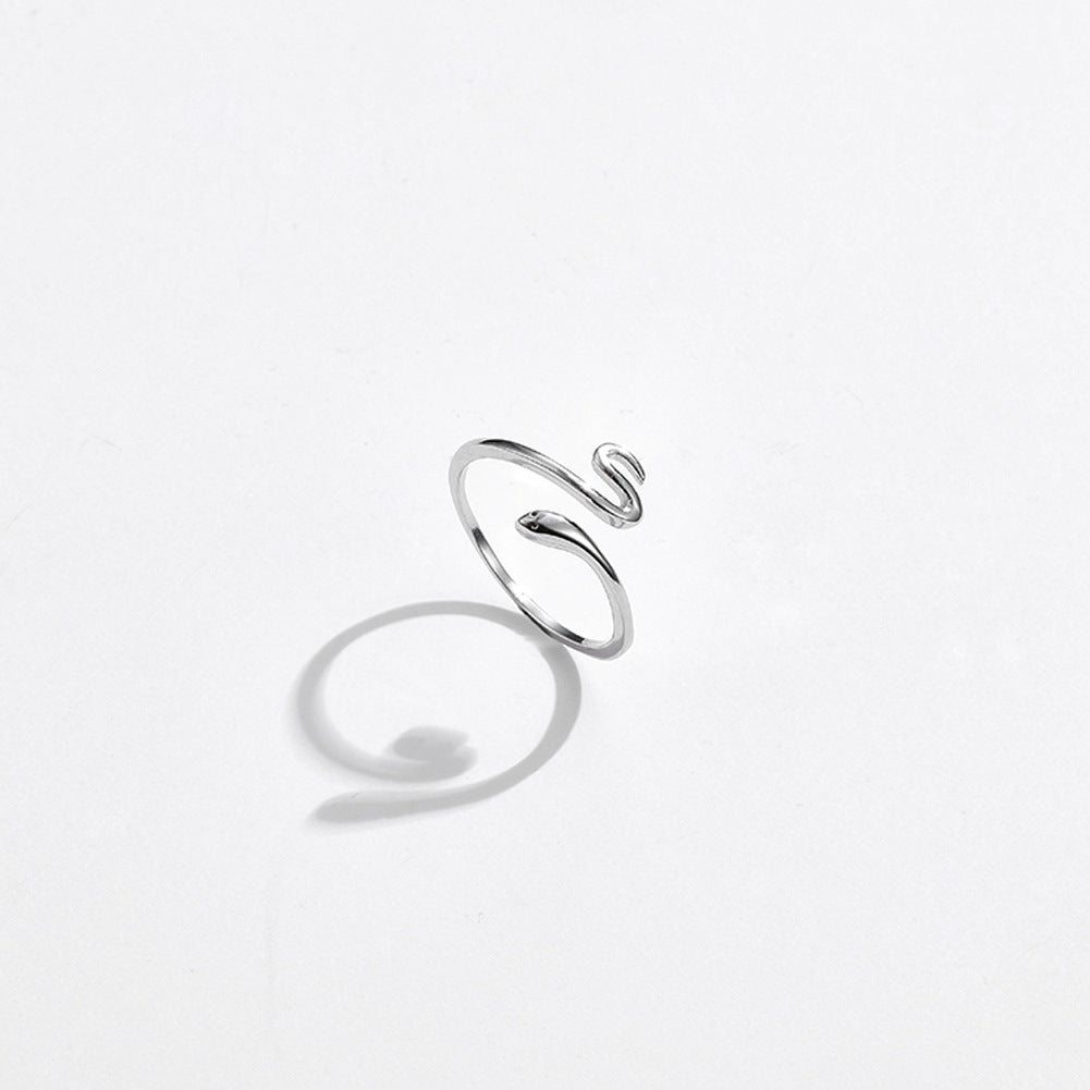 Rockyu スネークリング S925シルバー フリーサイズ レディース蛇モチーフ指輪