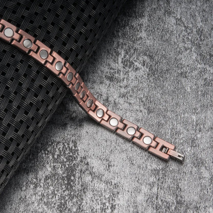 Rockyu 磁気ブレスレット メンズ ピンクゴールド 銅製 レトロブラック シンプル おしゃれ