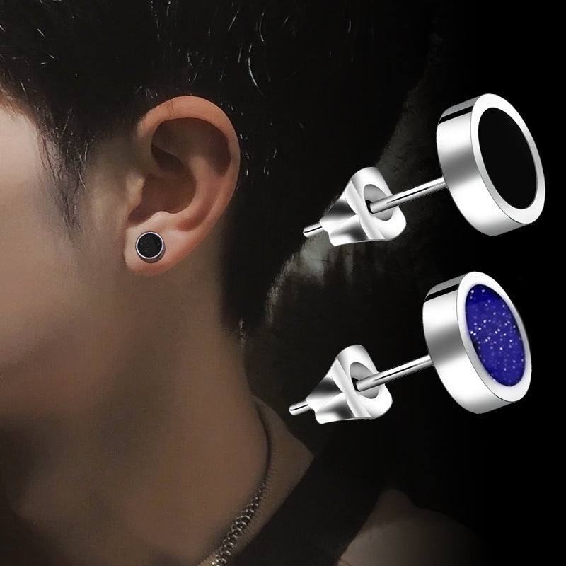 Rockyu ピアス メンズ 円型 ステンレス製 コインデザイン 光沢仕上げ 金属アレルギー対応