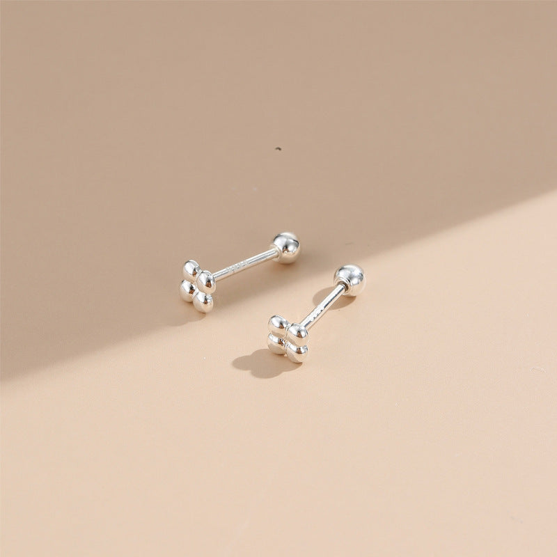 Rockyu レディースピアス シルバー925 ピンクゴールド 軟骨 トラガス 数珠デザイン 金属アレルギー対応