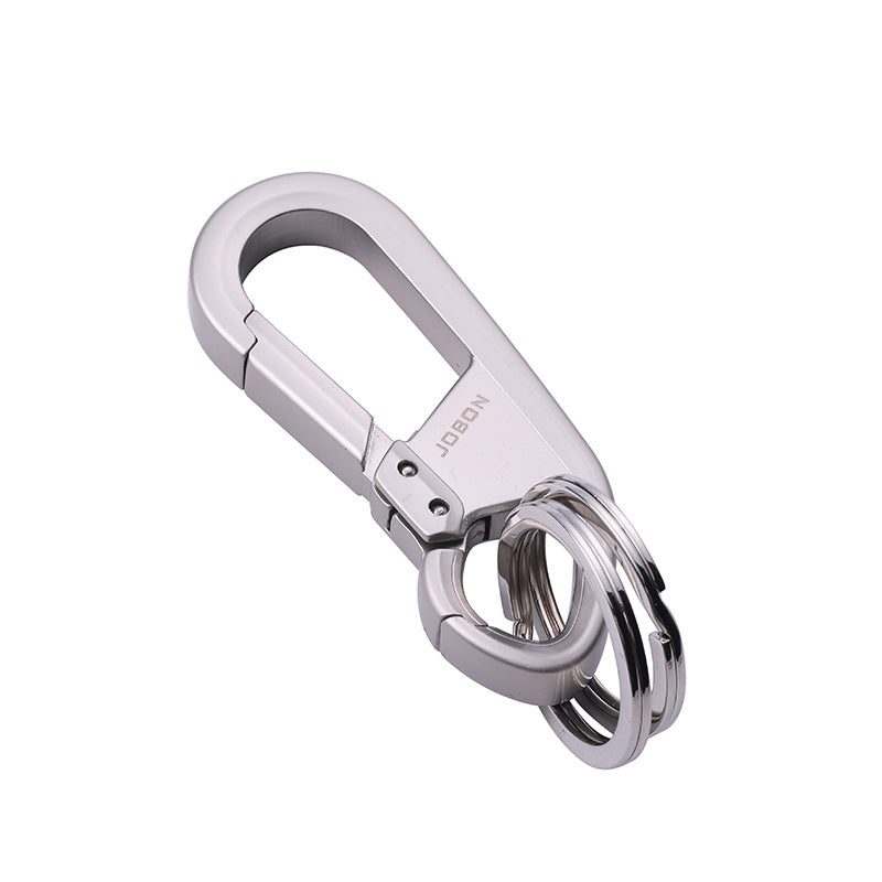 Rockyu キーホルダー メンズ レディース 車用 ダブルリング シルバー 亜鉛合金