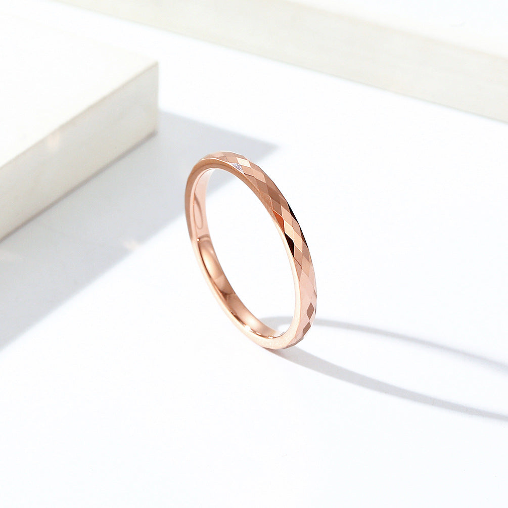 Rockyu タングステンリング 多面カット メンズ レディース シンプル 指輪 2mm 幅