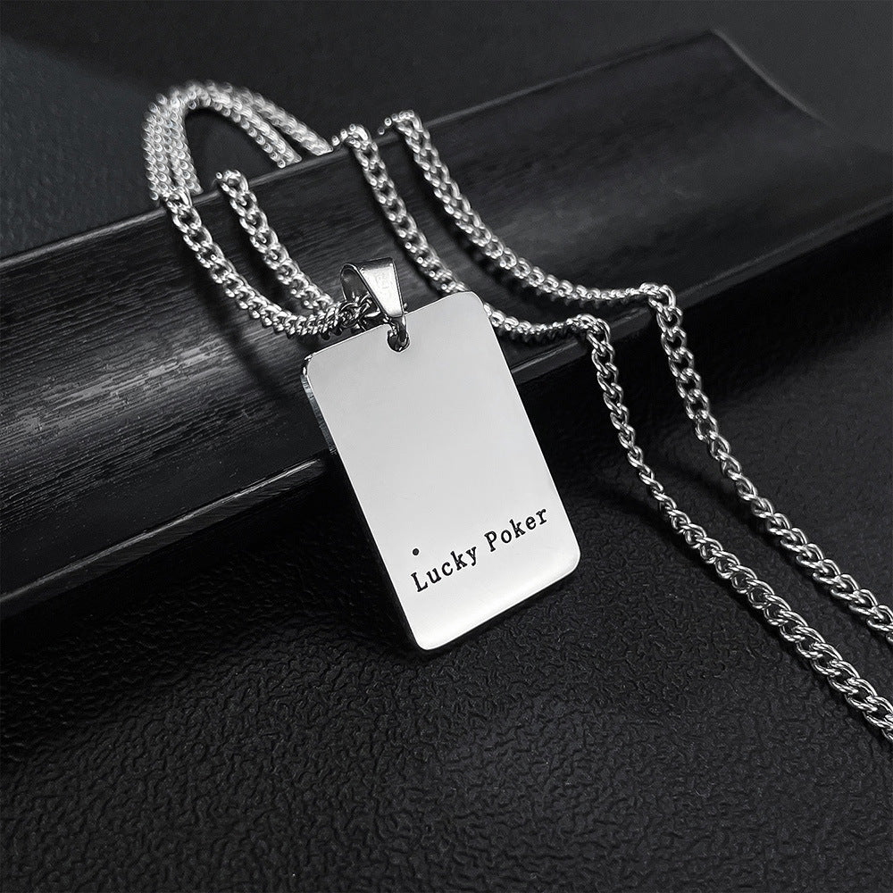 Rockyu ネックレス メンズ スペード＆ハート A トランプデザイン ステンレス製 ペア対応 ユニセックス