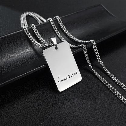 Rockyu ネックレス メンズ スペード＆ハート A トランプデザイン ステンレス製 ペア対応 ユニセックス