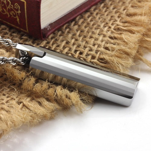 Rockyu ネックレス メンズ 長方形 スティック シルバー タングステン