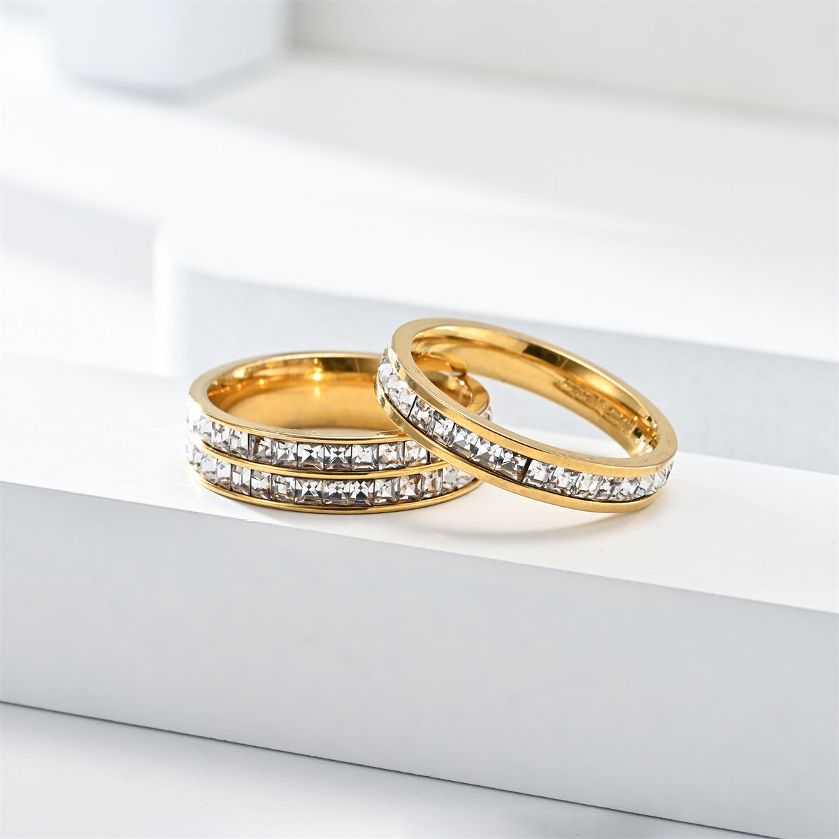 Rockyu エタニティリング レディース チタン ジルコニア ゴールド シルバー 4mm 6mm 8mm おしゃれ プレゼント